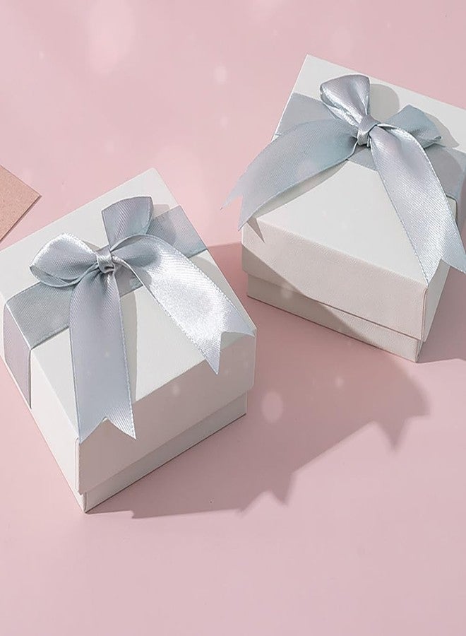 GSHLLO 4 Pcs 7x7x3.5 cm Jewellery Gift Boxes Small Bracelet Gift Boxes Cardboard Earring Ring Boxes Necklace Packaging Boxes with Bowknot Lid Grey - Image 3